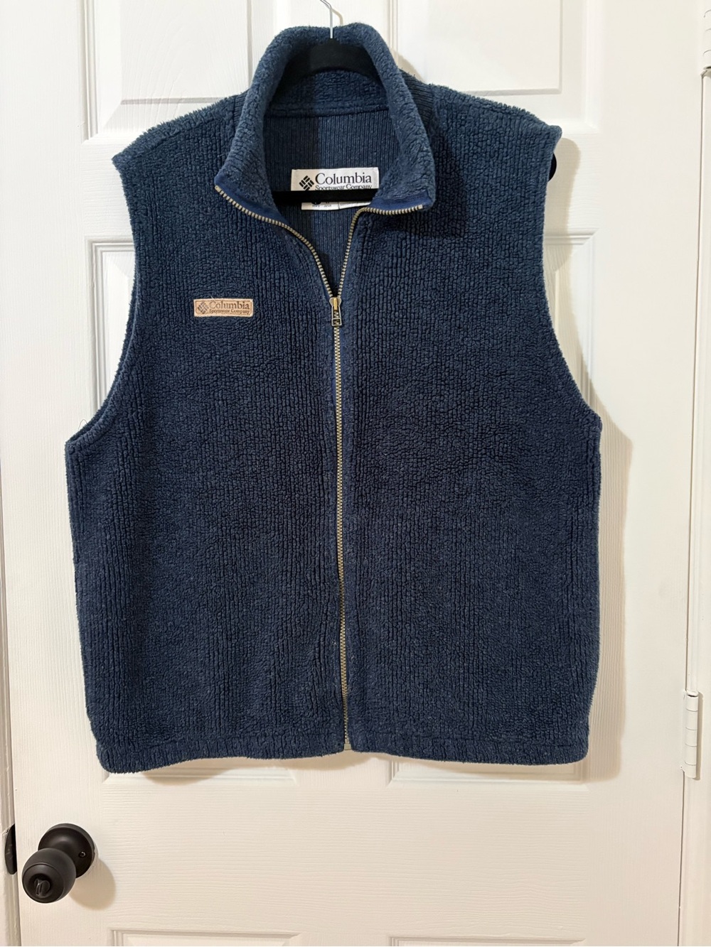 Vintage Columbia Men’s Navy Sherpa Fleece Vest - Zip Front